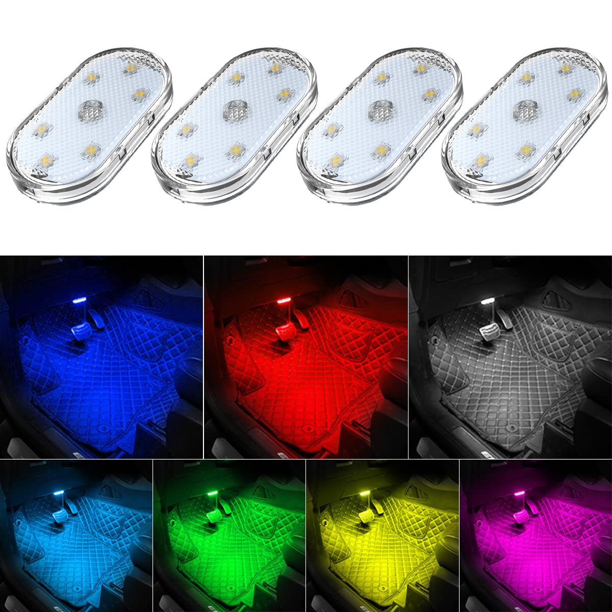 Car LED Lights – 7 Colors Mini USB Rechargeable