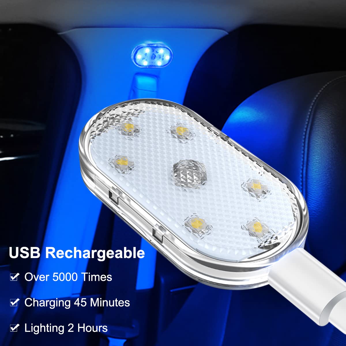 Car LED Lights – 7 Colors Mini USB Rechargeable